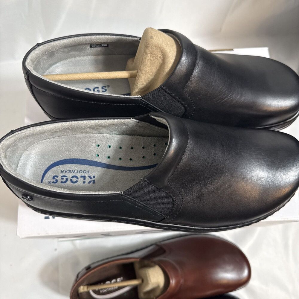 Klogs Naples Work Shoes Wide Sizes Womens Leather Black Brown 13w 14w Smooth - Picture 8 of 8